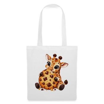Süße Cartoon Giraffe mit Keks Naschen - Stoffbeutel - Weiß - Vorne