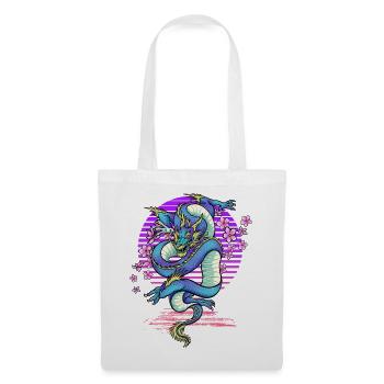 Drache Kirschblüten Fantasy - Stoffbeutel - Weiß - Vorne