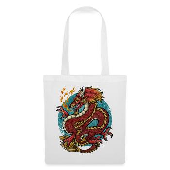 Drache Feuerdrache - Stoffbeutel - Weiß - Vorne