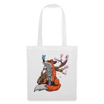 Fuchs Kirschblüten - Stoffbeutel - Weiß - Vorne