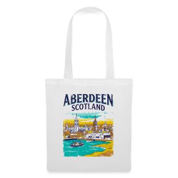 Retro Aberdeen Scotland City Skyline Novelty - Stoffbeutel - Weiß - Vorne