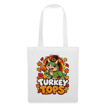 Herbst Dino Turkey Tops - Stoffbeutel - Weiß - Vorne