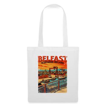Belfast Northern Ireland Retro City Skyline - Stoffbeutel - Weiß - Vorne