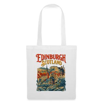 Vintage Edinburgh Scotland Cityscape With - Stoffbeutel - Weiß - Vorne