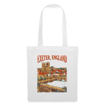 Vintage Exeter England City Skyline Novelty - Stoffbeutel - Weiß - Vorne