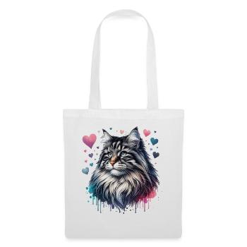 Norwegische Waldkatze - Stoffbeutel - Weiß - Vorne