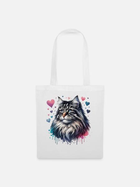 Norwegische Waldkatze - Stoffbeutel - Weiß
