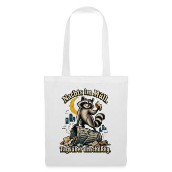 Waschbär Trash Panda Humor Nachtmensch - Stoffbeutel - Weiß - Vorne