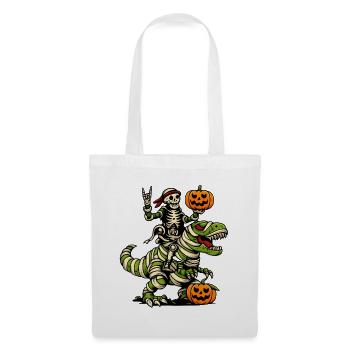 Skelett reitet Dino Halloween Kostüm Dinosaurier - Stoffbeutel - Weiß - Vorne