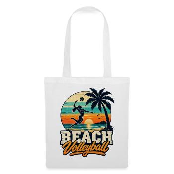Beachvolleyball Sunset – Retro Beach Vibes - Stoffbeutel - Weiß - Vorne