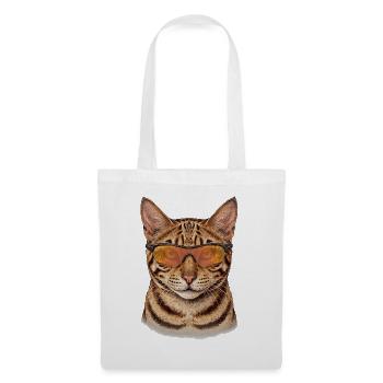 Bengalkatze mit Sonnenbrille lässig - Stoffbeutel - Weiß - Vorne