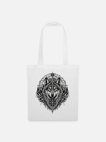 Nordischer Wolf Runen Wikinger Mythologie - Stoffbeutel - Weiß