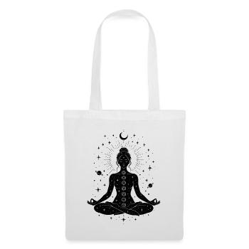 7 Chakren Yoga Meditation im Sternenhimmel - Stoffbeutel - Weiß - Vorne