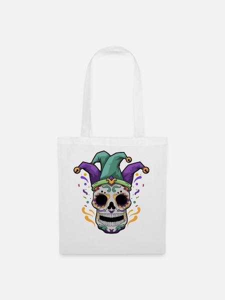 Mardi Gras Totenkopf - Stoffbeutel - Weiß