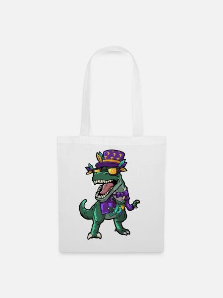 Mardi Gras Dino - Stoffbeutel - Weiß