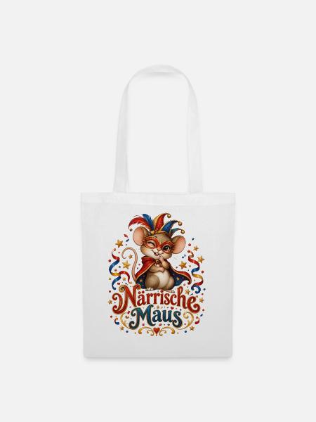 Närrische Maus Karneval Design - Stoffbeutel - Weiß