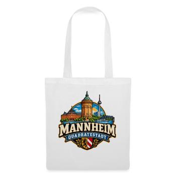 Mannheim Skyline Quadratestadt Wasserturm Schloss - Stoffbeutel - Weiß - Vorne