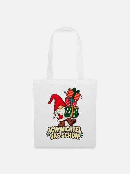 Ich wichtel das schon – Weihnachtswichtel - Stoffbeutel - Weiß