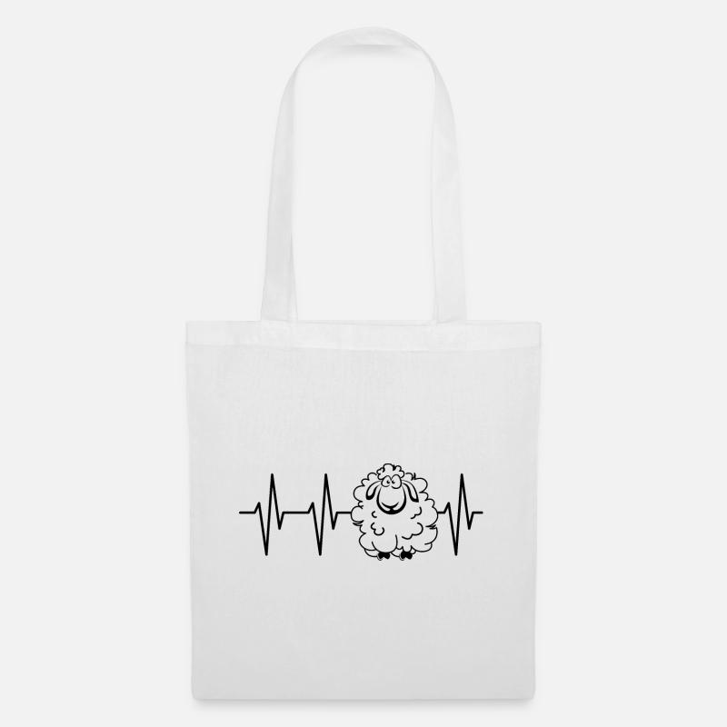 Puls Schafe schaf herzschlag Ekg Tiere comic icon - Stoffbeutel - Weiß
