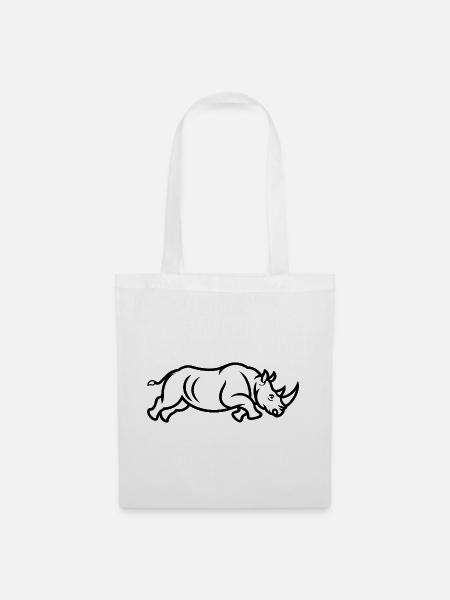Mighty Rhino - Sauberes Tierdesign - Stoffbeutel - Weiß