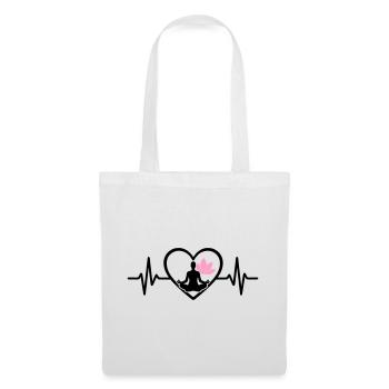 Yoga Herz Frau Silhouette Lotus Wellness - Stoffbeutel - Weiß - Vorne