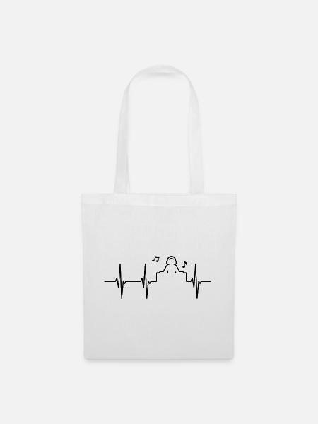 Herzschlag Diskjockey EKG - Stoffbeutel - Weiß