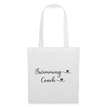 Schwimmtrainer-Typografie mit Herz - Stoffbeutel - Weiß - Vorne