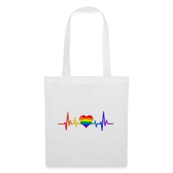 LGBTQ Herz Herzfrequenz Puls EKG Herzlinie - Stoffbeutel - Weiß - Vorne