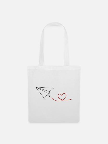 Papierflieger Love - Stoffbeutel - Weiß