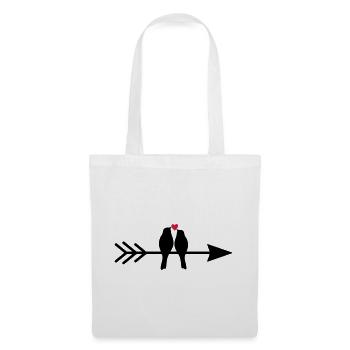Bird Birds Heart Couple on Arrow Gift Love - Tote Bag - white - Front