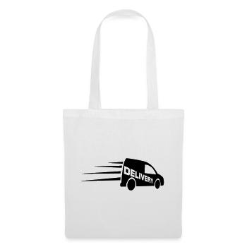 Logo de fourgonnette avec texte découpé - Sac en tissu - blanc - Devant