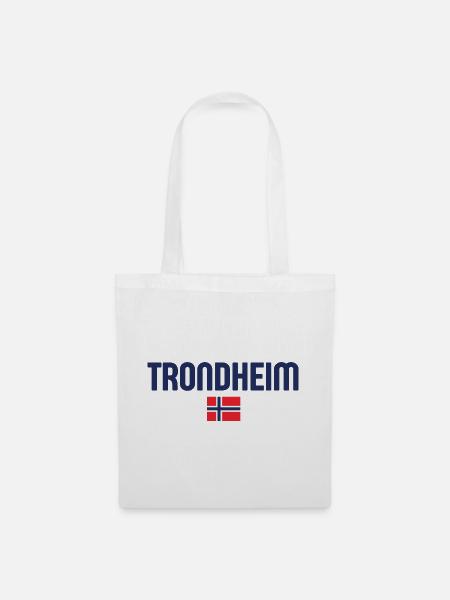 Trondheim Norwegen Flagge Design - Stoffbeutel - Weiß