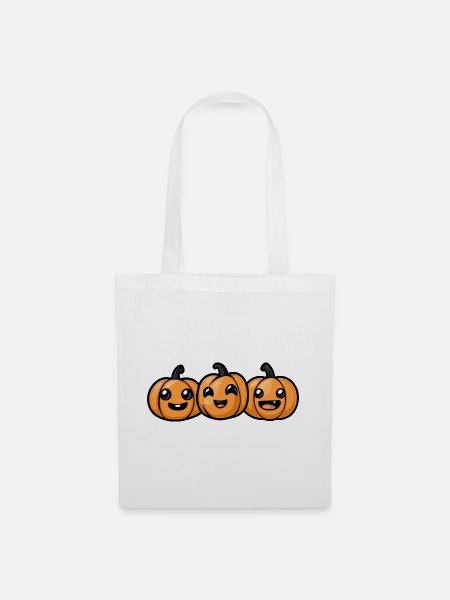 Kürbis Halloween Herbst - Stoffbeutel - Weiß