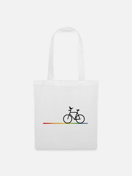 LGBT Fahrradstrecke mit schwarzem Fahrrad - Stoffbeutel - Weiß