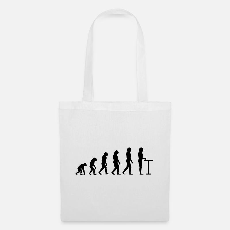 Evolution am Stehtisch - Stoffbeutel - Weiß