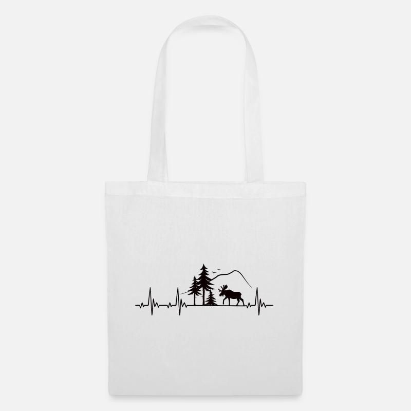 Elch Heartbeat Geschenk - Stoffbeutel - Weiß