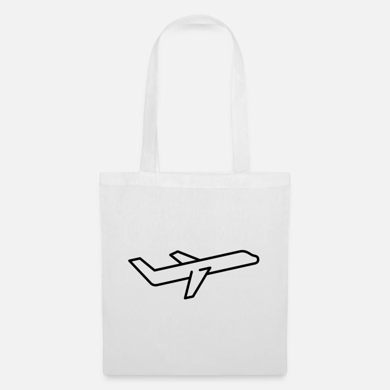 Flugzeug Symbol Umriss aufsteigend fliegend - Stoffbeutel - Weiß