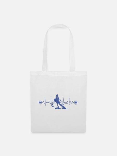 Skifahrer Silhouette Winter Minimalistisch - Stoffbeutel - Weiß