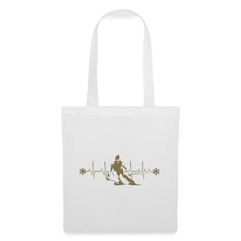 Skifahrer Silhouette Winter Minimalistisch - Stoffbeutel - Weiß - Vorne
