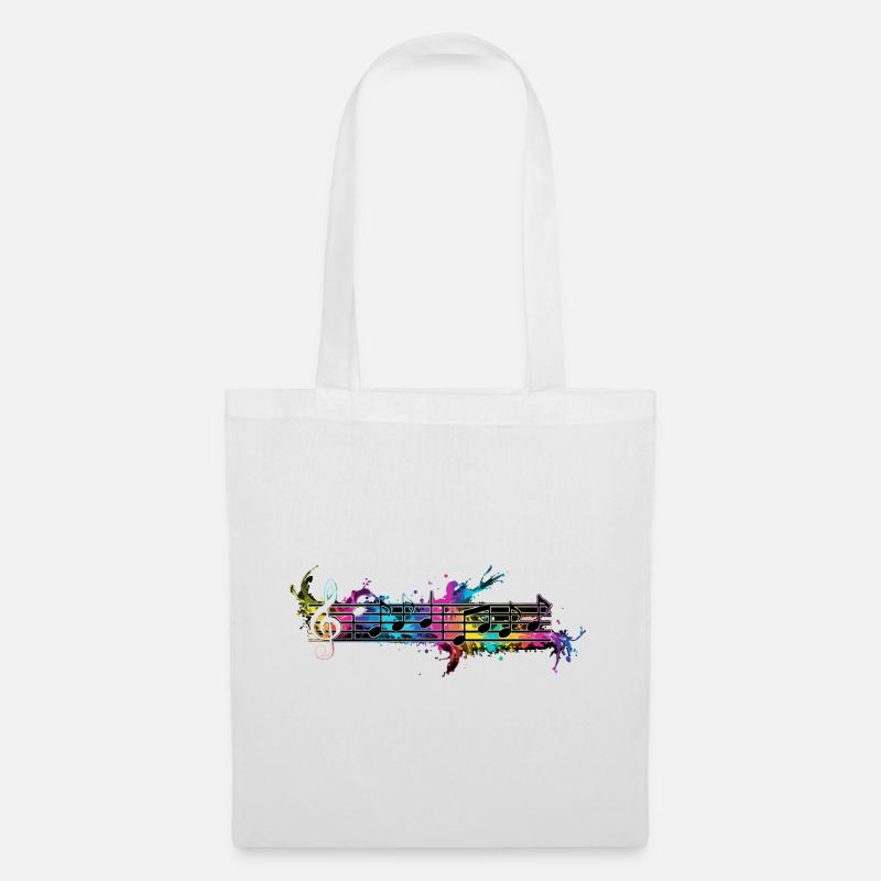 Bunte Noten Musik Aquarell - Stoffbeutel - Weiß