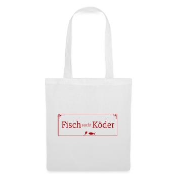 Fisch sucht Köder Vintage Angeln - Stoffbeutel - Weiß - Vorne