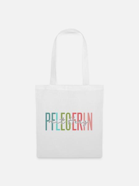Pflegerin mit Herz Design - Stoffbeutel - Weiß