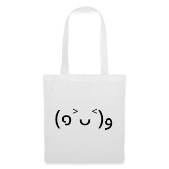 Anfeuerndes Emote (๑˃ᴗ˂)ﻭ gute Laune - Stoffbeutel - Weiß - Vorne