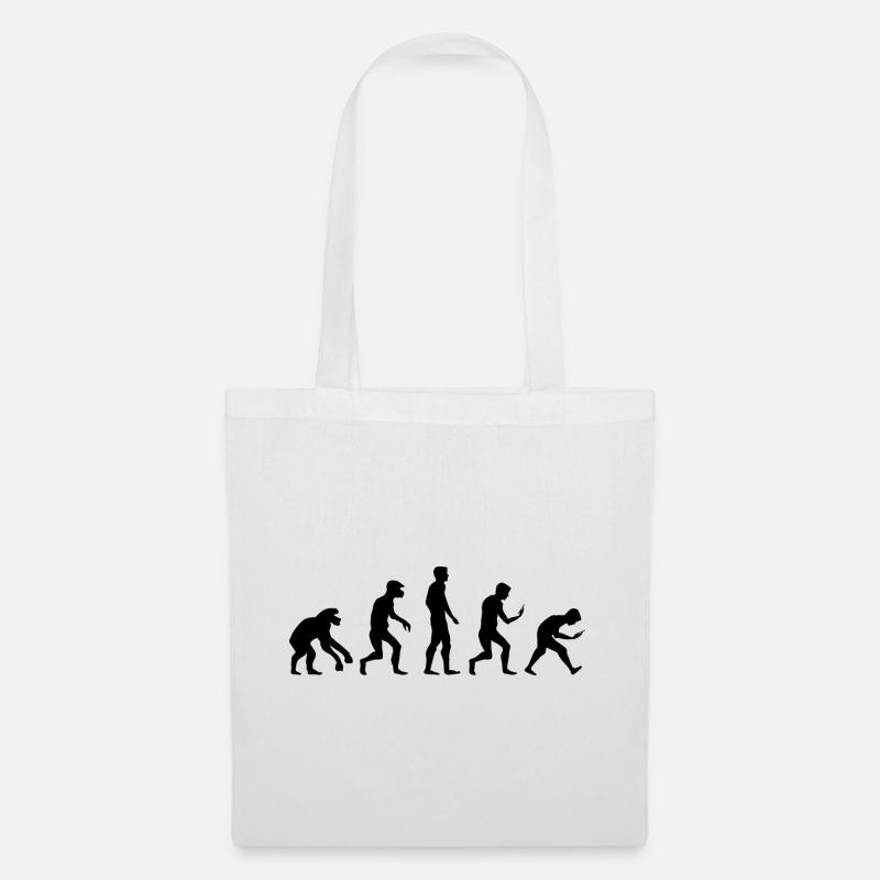 lustige Evolution smartphone handy Sucht Symbol - Stoffbeutel - Weiß