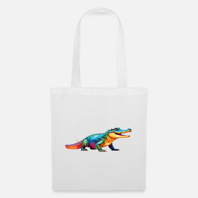 kroko_poly4 - Stoffbeutel - Weiß