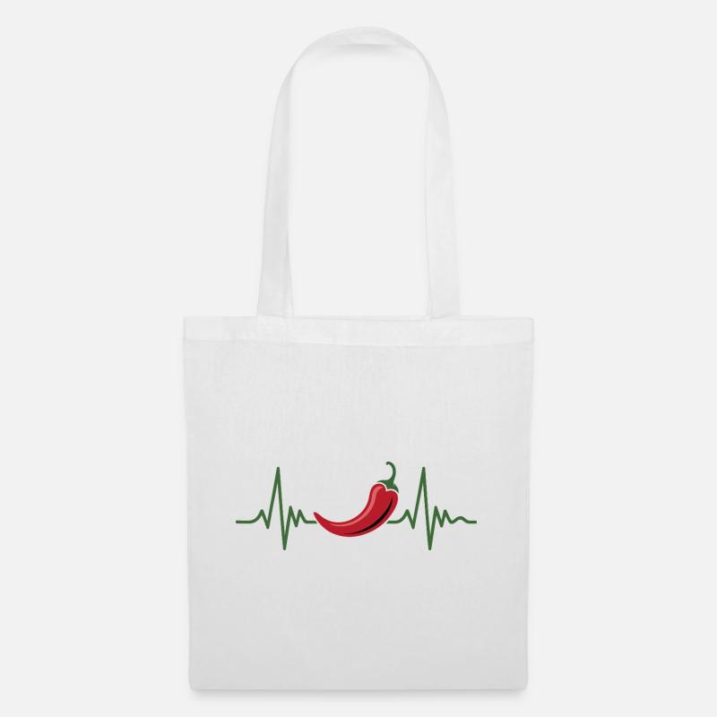Herzschlag Chili Design - Stoffbeutel - Weiß