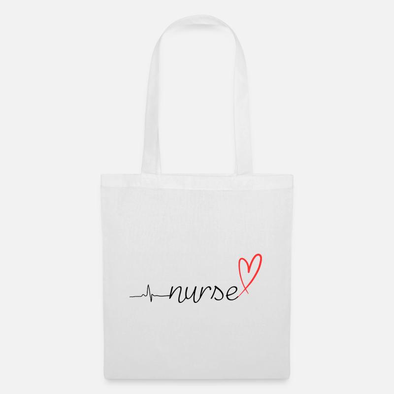 Nurse Heartbeat EKG Stethoscope Script Design - Stoffbeutel - Weiß