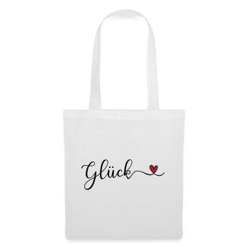 Glück mit Herz - Stoffbeutel - Weiß - Vorne