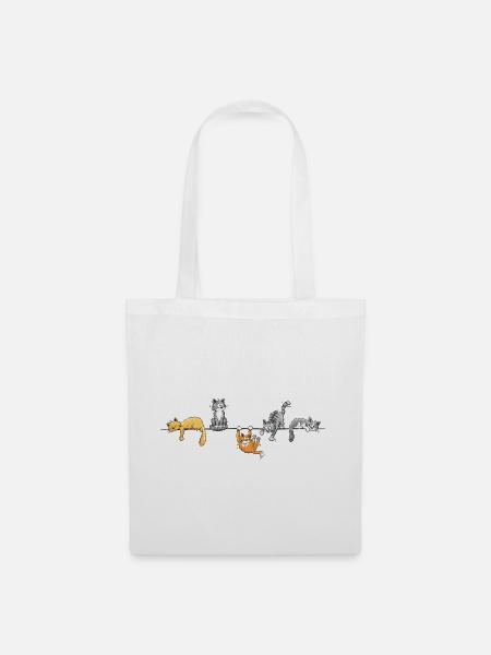 Drolliges Katzen Team Kätzchen Kitten Geschenk - Stoffbeutel - Weiß