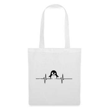 Herzlinie Pinguin Tier Liebe Fun lustig Geschenk - Stoffbeutel - Weiß - Vorne